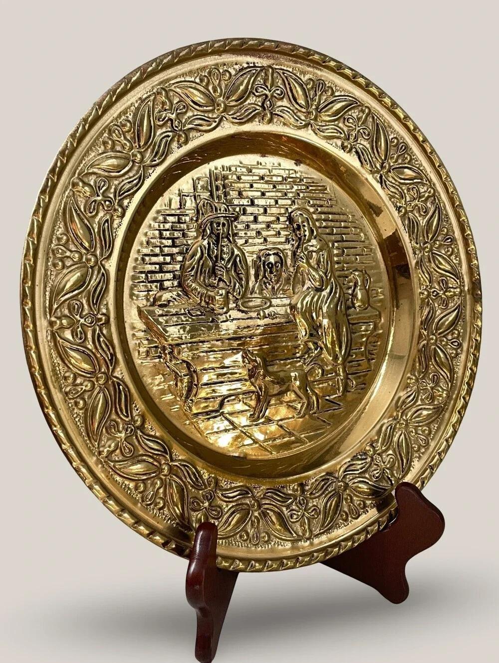 Vintage Holland Brass Embossed Decorative Wall Hanging 12